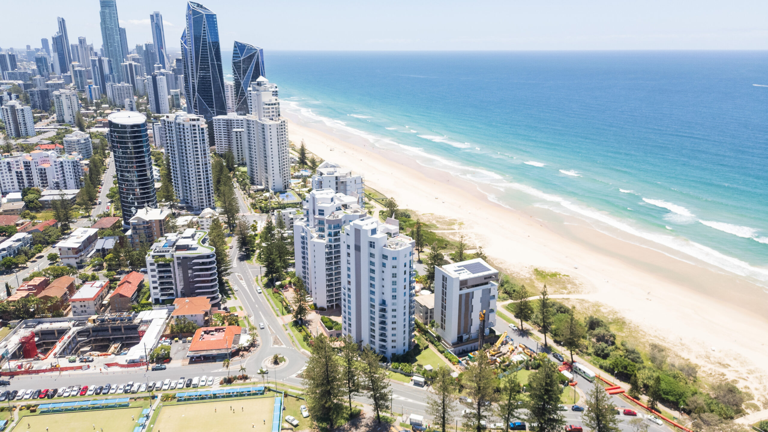 broadbeach-for-grown-ups-weekend Aerial view of Broadbeach beachfront and Kurrawa Beach coastline near Oceana on Broadbeach