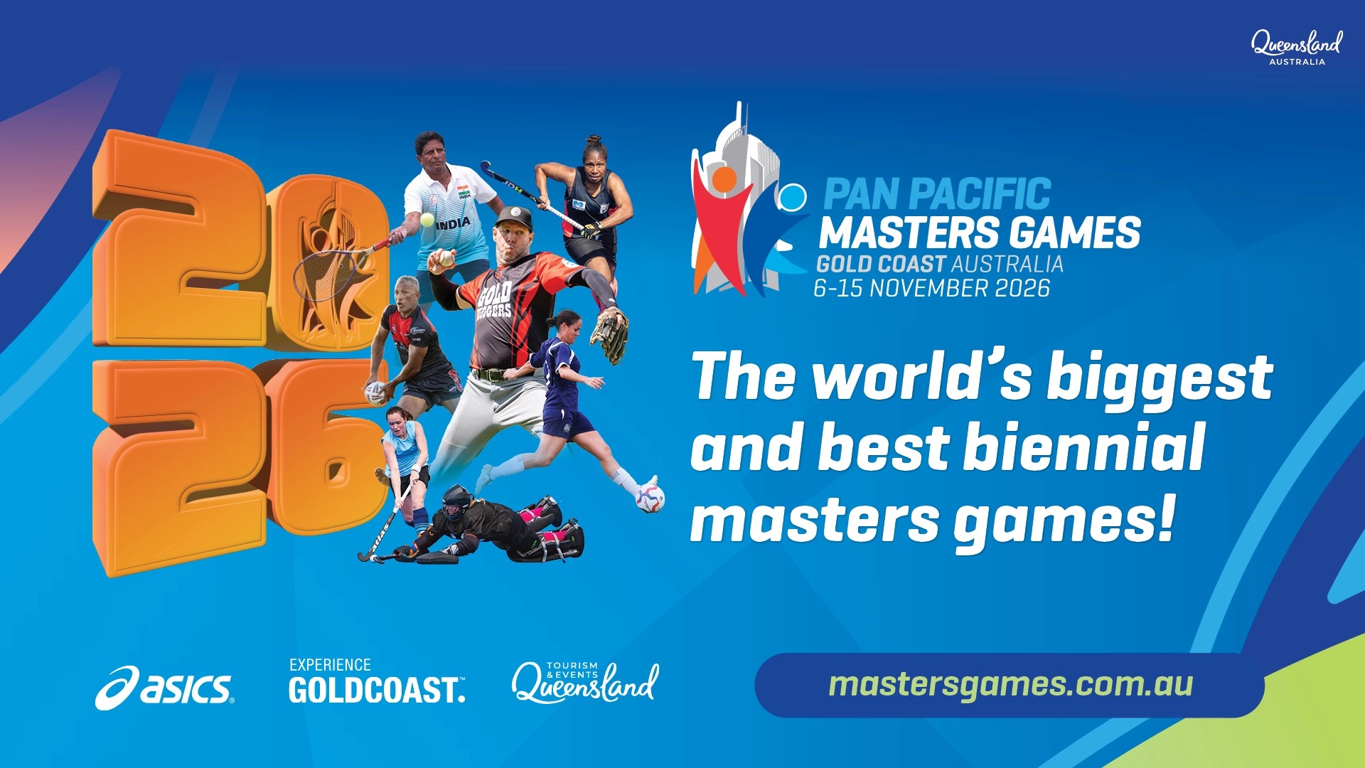 pan-pacific-masters-games-2026-oceana Pan Pacific Masters Games competition on the Gold Coast, Games Village at GCCEC Broadbeach near Oceana on Broadbeach